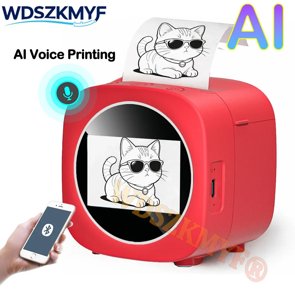 New AI Voice Printer AI Magic Box App Control 6 Creation Styles Children’s Birthday Gifts Holiday Gifts Drawing Teaching Tool