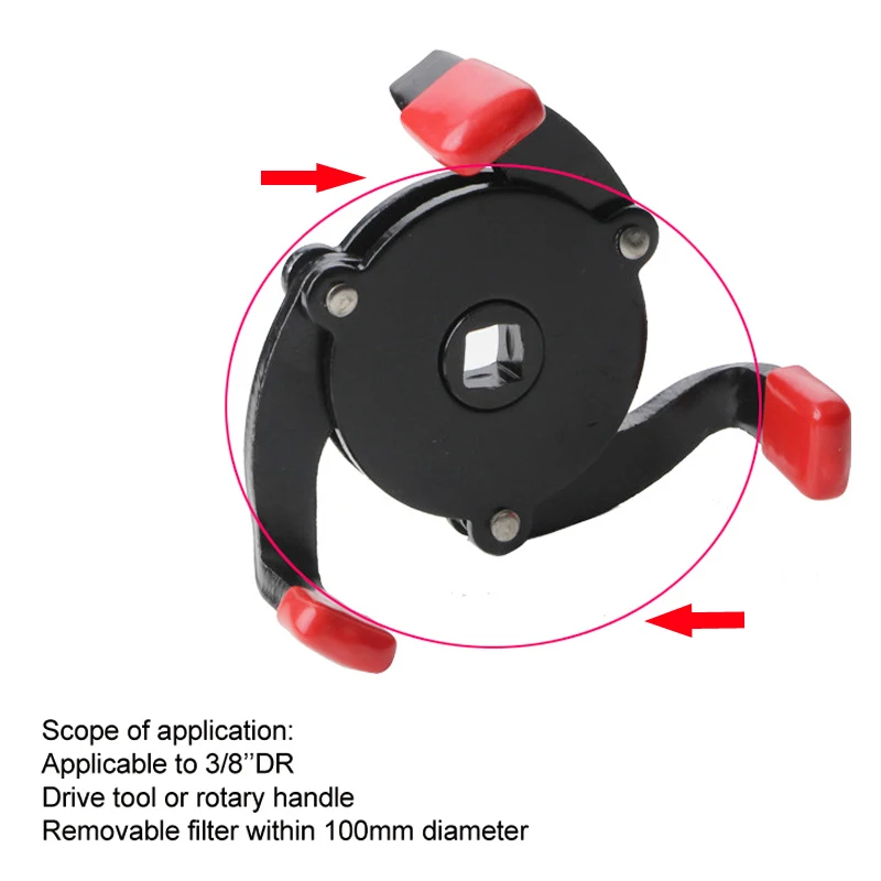 Universal Oliefiltersleutel Tool 60-100Mm Auto Reparatie Verstelbare 3 Manier Oliefilter Removal Tool Interface Speciale gereedschap