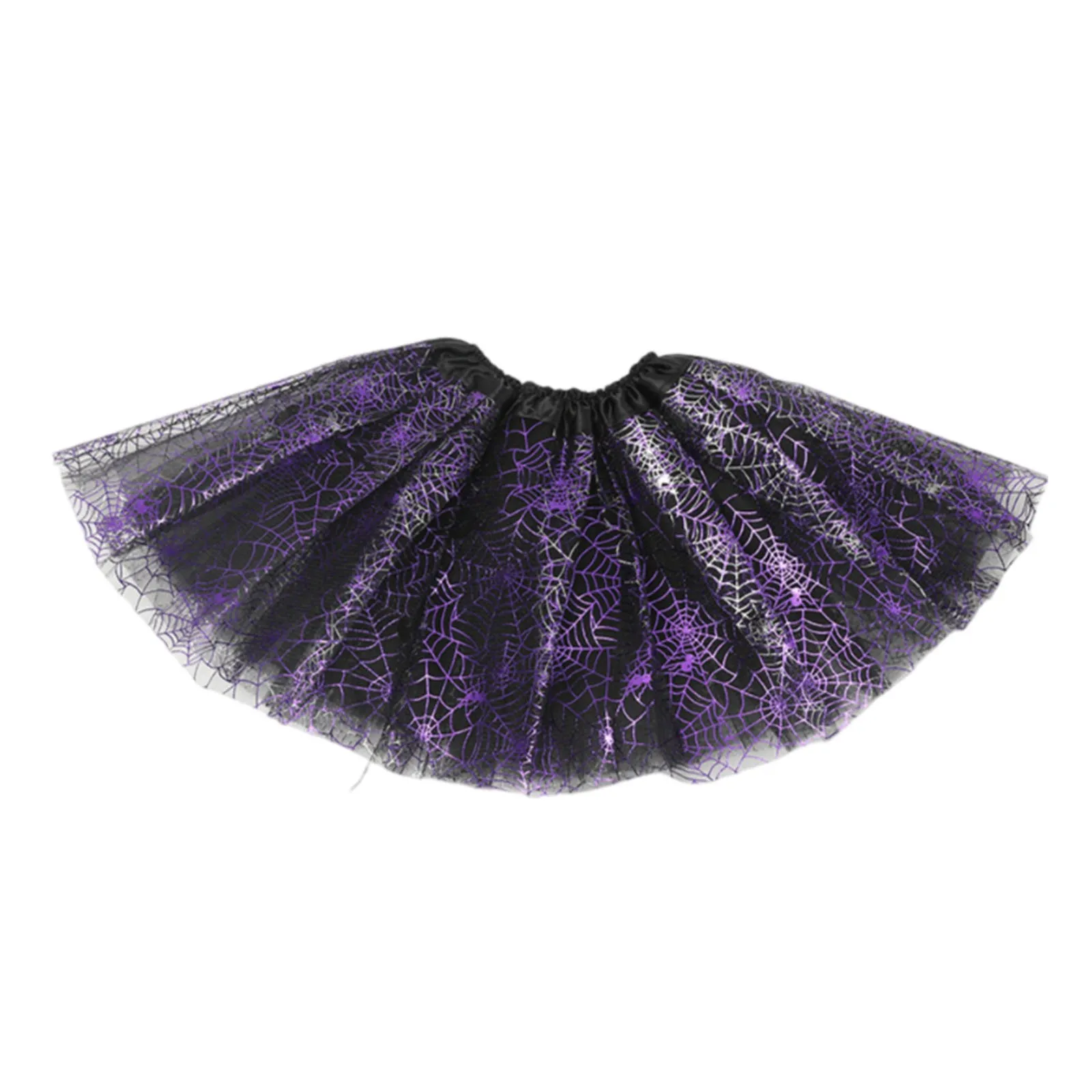 Halloween Style Jazz Dance Skirt 1Pc Halloween Adult Children Tutu Skirt Princess Sequin Mesh Skirt Spider Skull Pumpkin Skirt