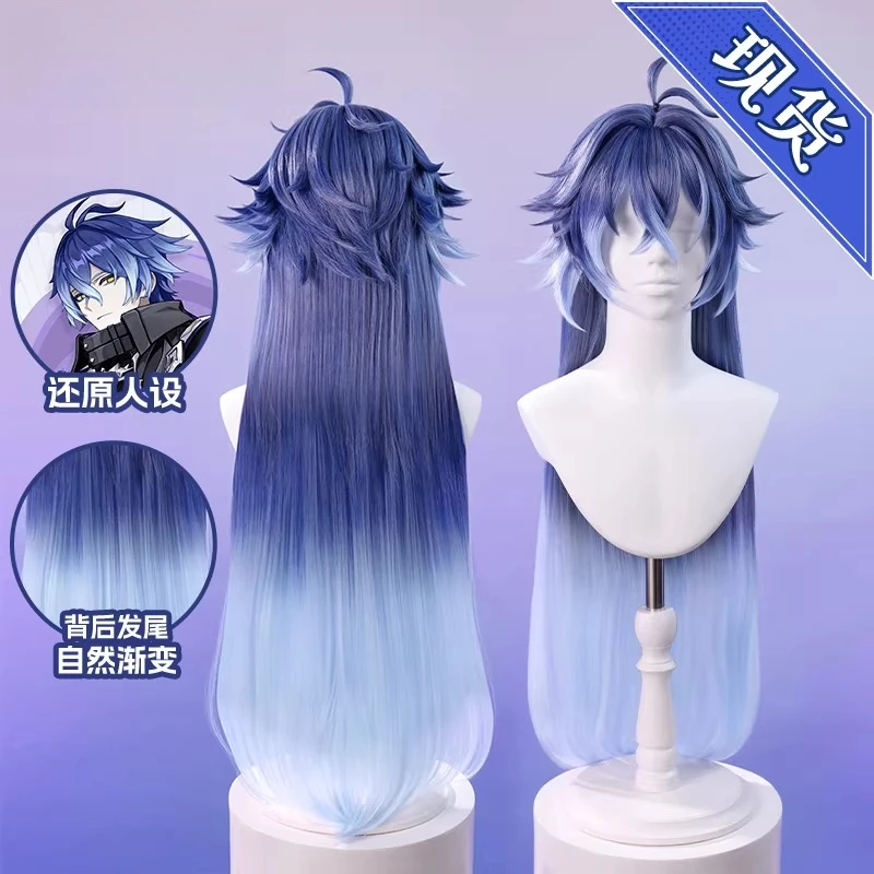

Flins Wig Genshin Impact Nod-Krai Blue Long Hair Simulated Scalp Twin Tails Heat Resistant Synthetic Wig For Women Halloween
