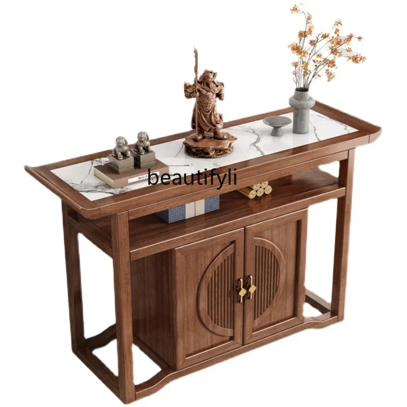 New  solid wood table for household use Buddhist niche Zen-style entrance hall strip case Zhongtang Shentai entrance cabinet