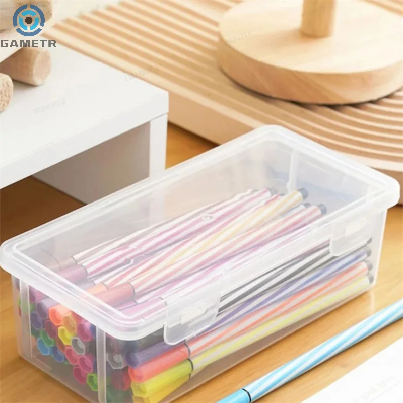 1PC Large Capacity Pencil Case Box PP Material Transparent Pencil Box Stackable Office Supplies Storage Organizer Box