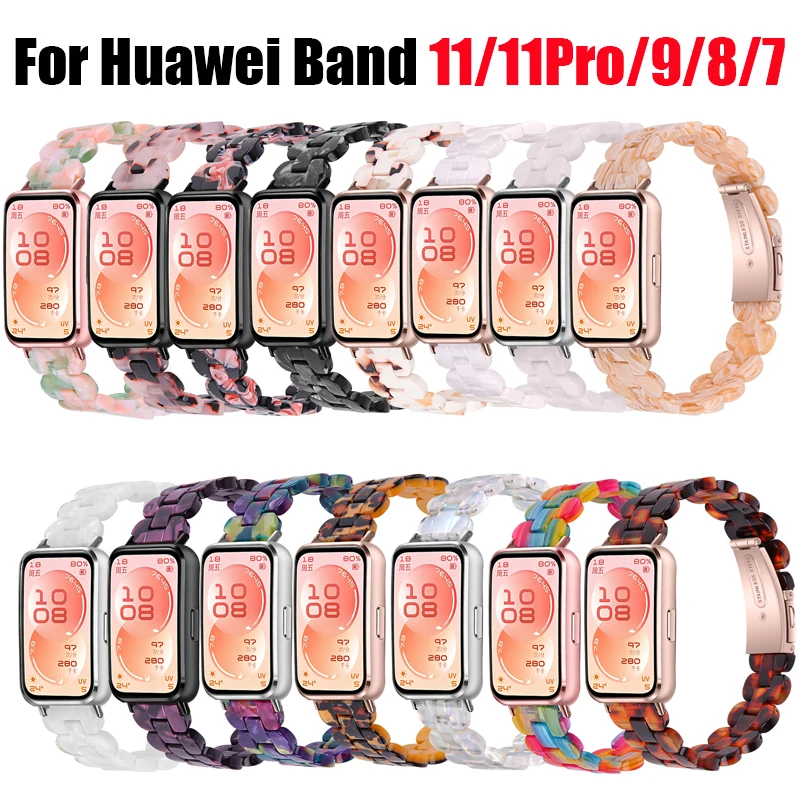 For Huawei Band 11 11Pro Resin Watch Strap Ellipse Flower-Shaped Bracelets Compatible with Bands 10 9 8 Watchband Accessories