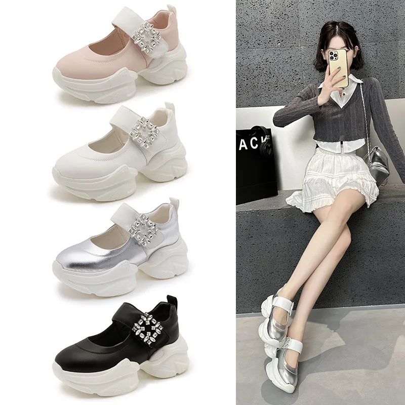 

Princess Style Mary Jane Sports Casual Shoes Women's Spring 2025 Thick Bottom Heightening Dad Shoes Fashionable round Toe