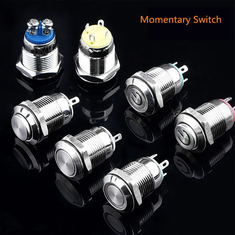 16MM with Connector 16mm Water Proof Metal Push button Switch Automobile switch with Light Laching/Momentary Switch