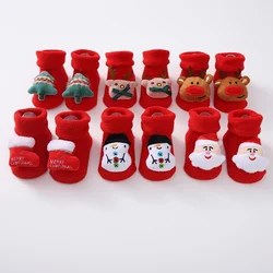 Christmas Holiday Winter Socks Newborn Baby Cute Cartoon Christmas Elements Soft Non-slip Floor Socks Toddler New Year Gift