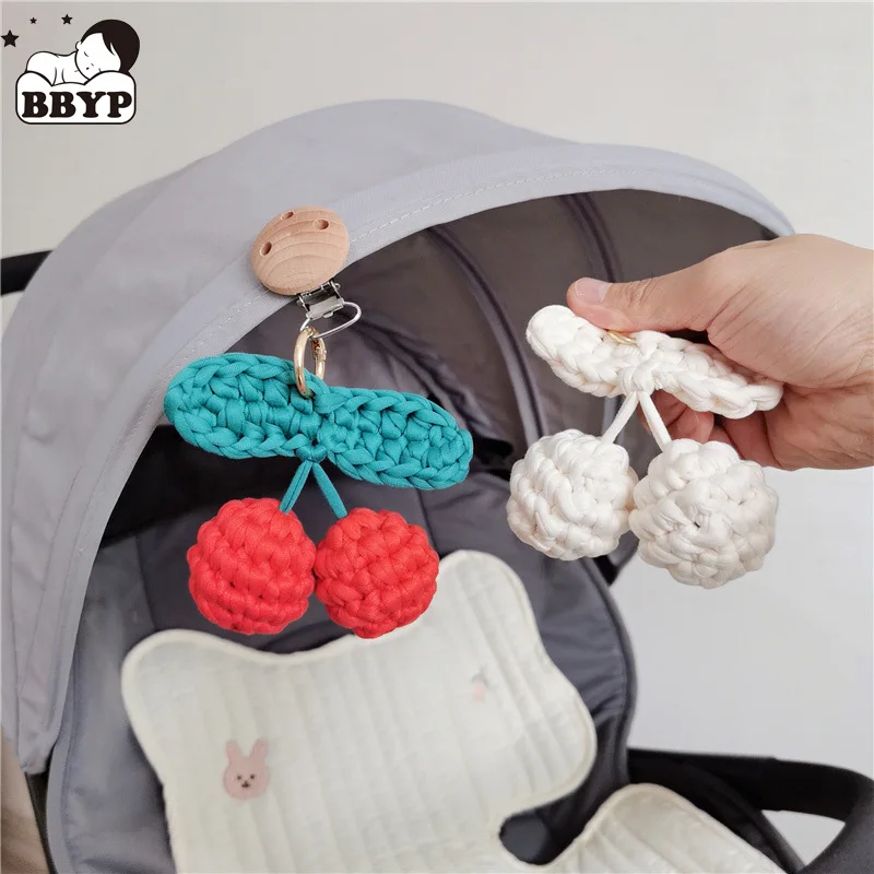 

Stroller Toy Cherry Shape Crochet Beads Handmade Toys For Newborn Educational Gym Toys Personalise Baby Toy