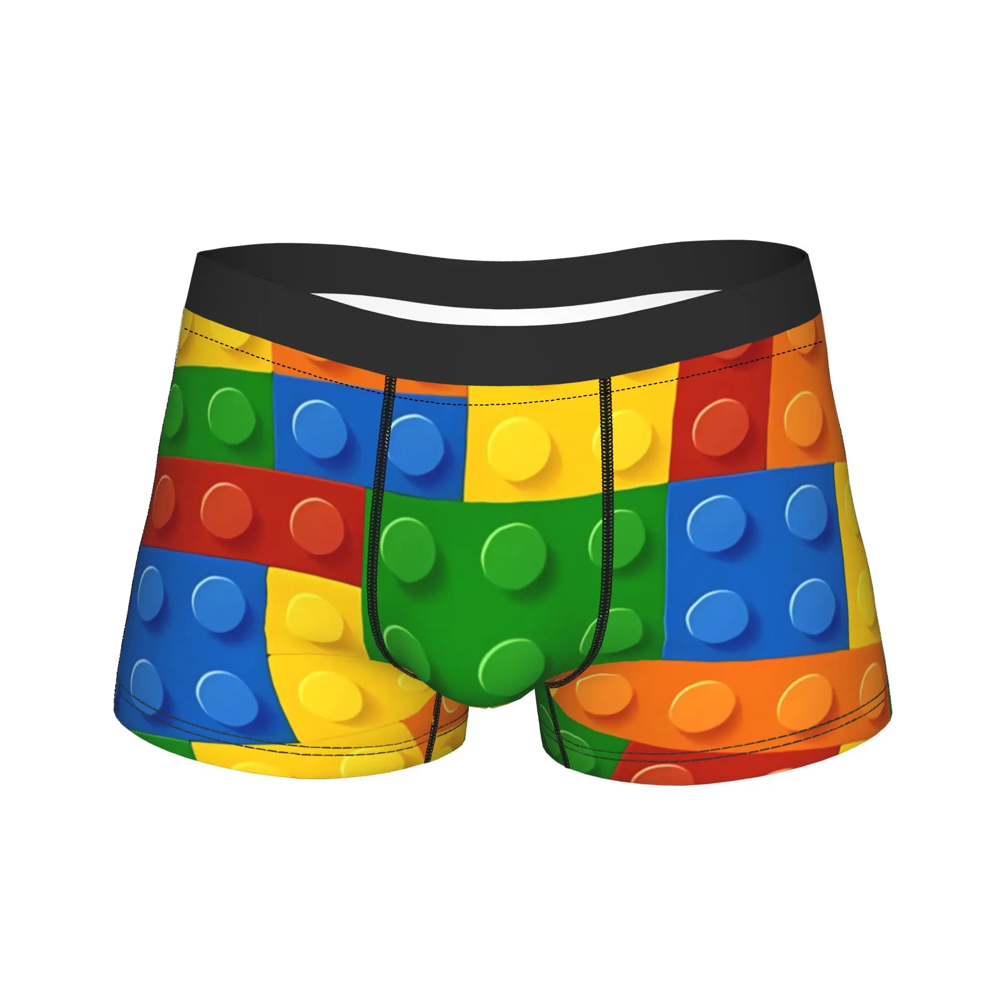 

Dense Primary Color Building Blocks Pattern Underwear Custom Boxer Shorts Trenky Man Underpants Comfortable Boxer Brief Gift