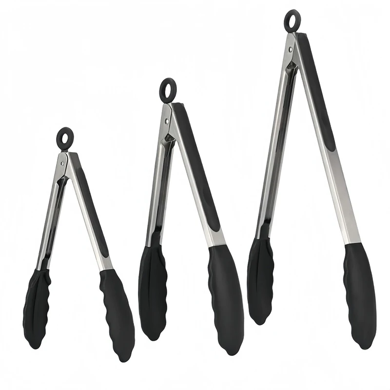 Stainless Steel Kitchen Tongs with Silicone Tips 7/9/12Inch Food Silicone Tongs for Meat BBQ Salad Bread Frying Serving Baking