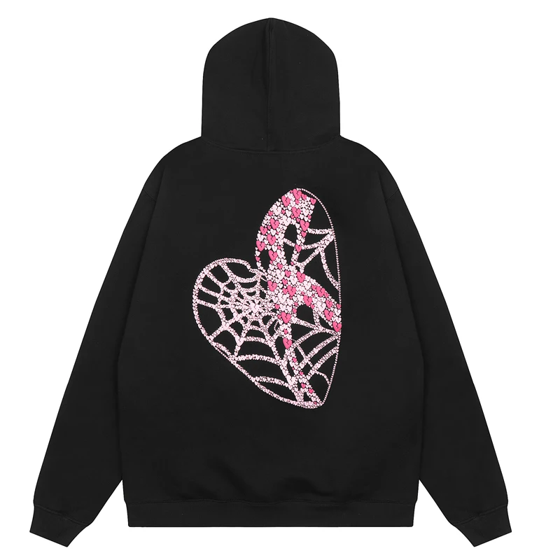 Autumn Winter New REVENGE Hoody Pink Love Spider Pattern Fleece Warmth Comfortable Age Reduction  Revenge Sweatshirts Pullovers