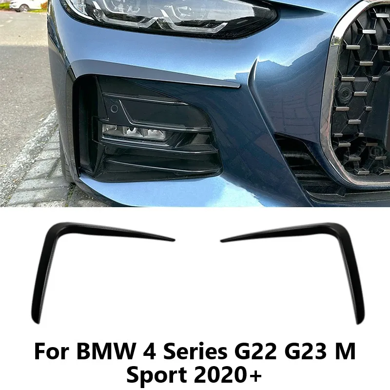 Car Front Wind Knife Splitter For BMW 4 Series G22 G23 M Sport 2020+ Air Vent Bumper Blade Cover Exterior Car Accessories