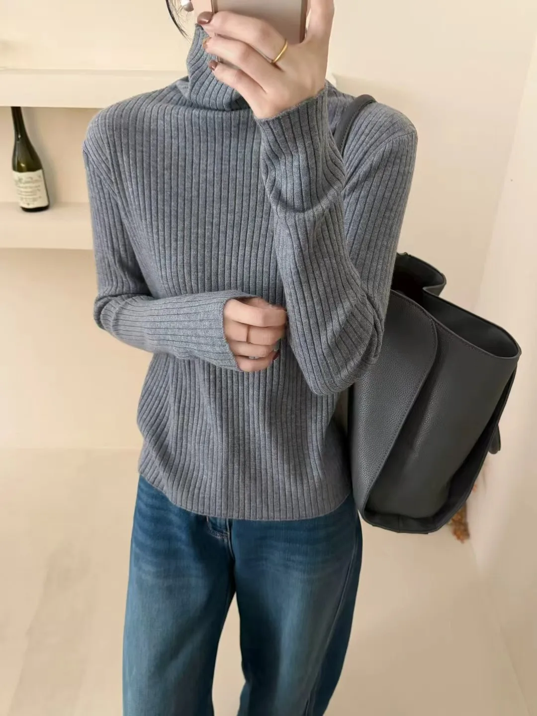 

Ladies High Ne Knitted Sweater Lazy Sle Autumn Winter New ey Versatile Aosphere Base Layer Top Commute Loose Fit Knit...