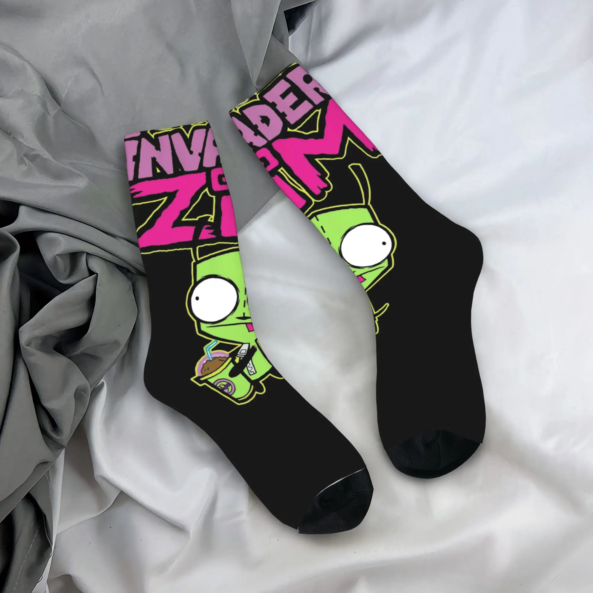 Happy Funny Men's Socks Casual Invader Zim GIR Snacking Portrait Sock Polyester  Sport Women Socks Spring Summer Autumn Winter