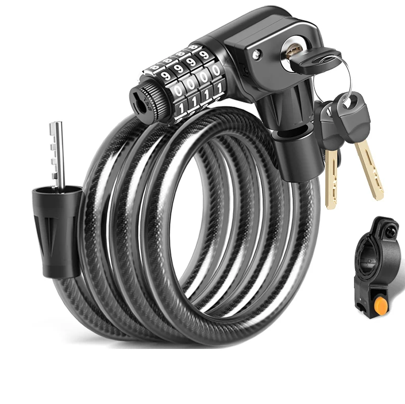 Bike Locks Anti-Theft 4 Digit Code Cable Bicycle Lock Security Steel Wire Bicycle Combination Lock Bicycle Accessories