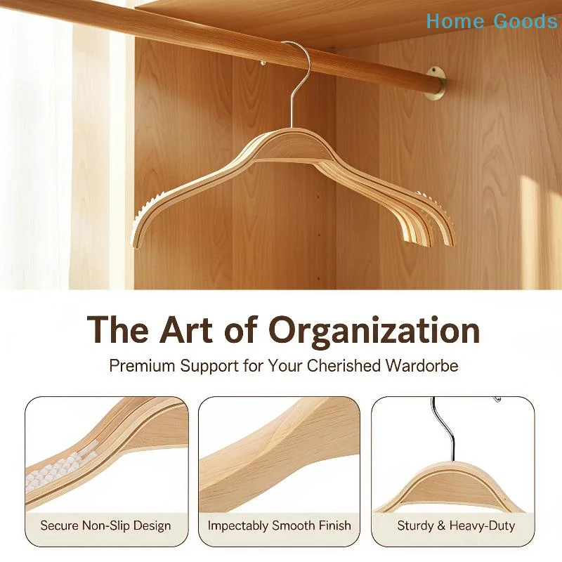 preferredWood Clothes Hangers Non Slip Scratch Free Sturdy Steel Hooks for Closet Wardrobe Clothing Organizationproduct
