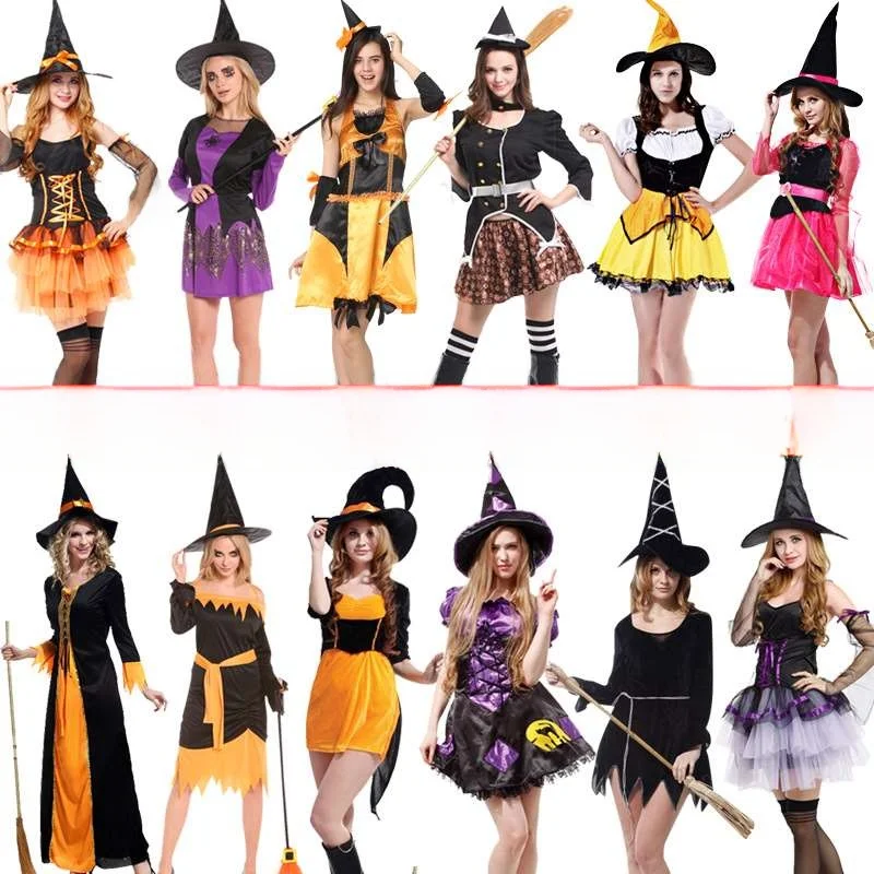 Volwassen Halloween Heksenkostuum Rok Prestatiepak Dames Etnische Stadiumkleding Lentecollectie W-Total
