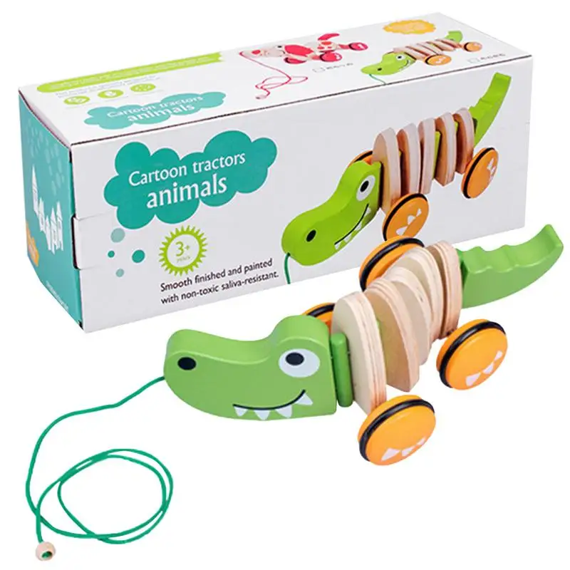 Pull Along Walking Toy Toddler Toy Puppy Pull Along Wooden Walking Toy Developmental Kids Toy Push Pull Toys With String For