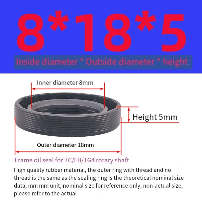 TG4/TC/FB TC 8/10/12/14/15/16/17/18/19/20mm ID Black Nitrile Rubber NBR Grooved Lip Spring Gasket Radial Shaft Skeleton Oil Seal