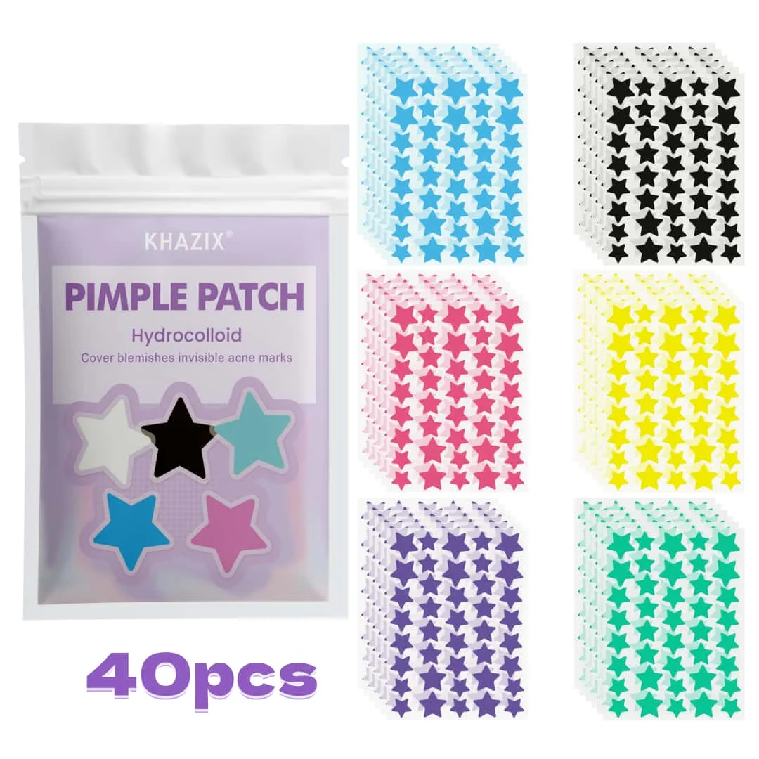 Stücke mehrfarbiger Stern-Akne-Pflaster, Akne-Pflaster für das Gesicht, Concealer-Akne-Pflaster und Pickel-Pflaster, ultradünn.