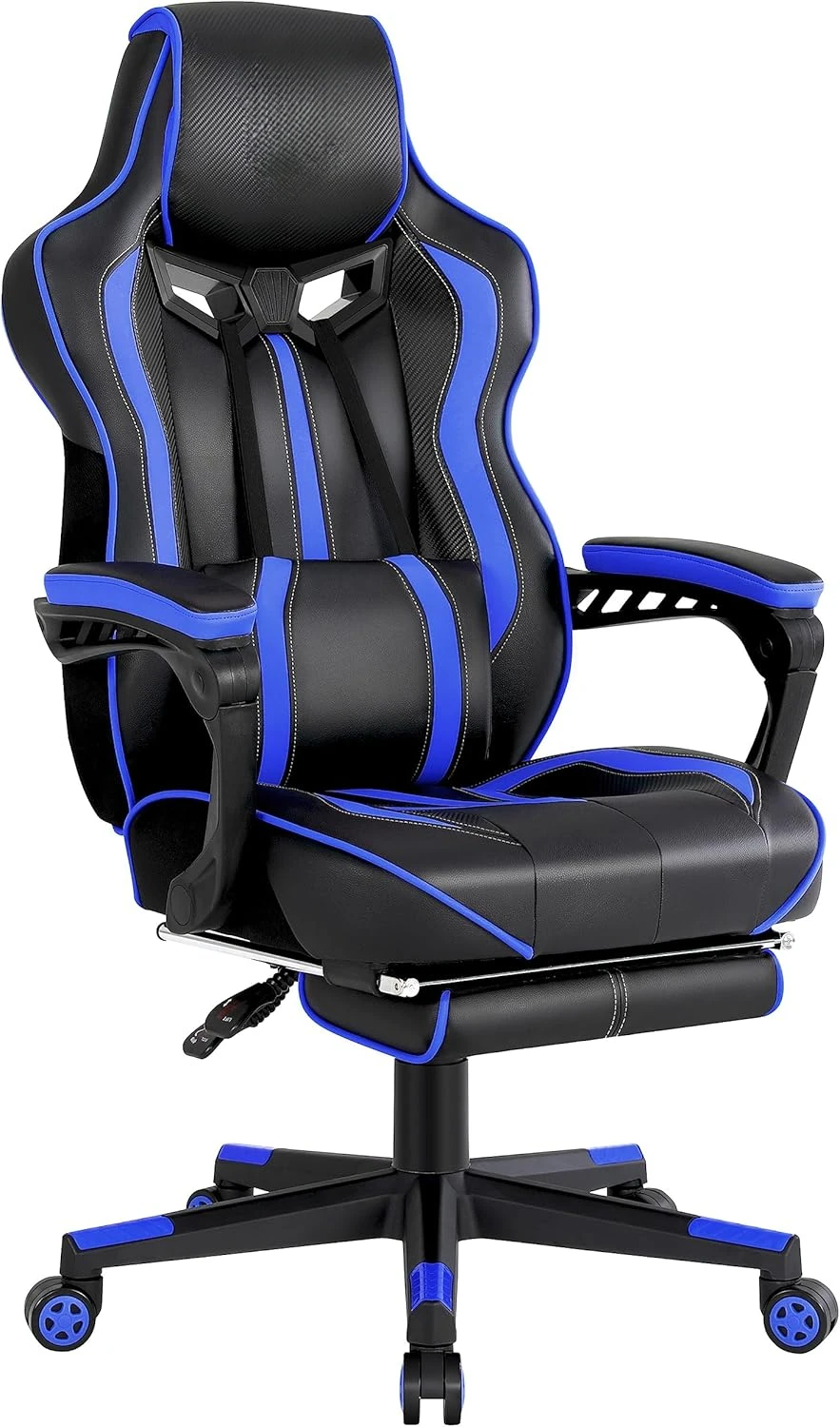 

Computer chair with footrest and massage game chair, ergonomic computer game chair suitable for a weight of 300LBS (blue/black)