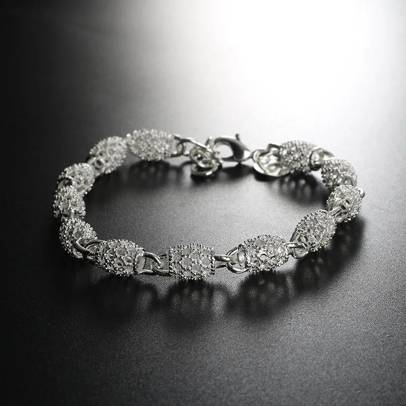 

Beautiful Elegant Wedding Women Lady 925 Sterling Silver Chain Bracelet High Quality Fashion Gorgeous Jewelry Wholesale