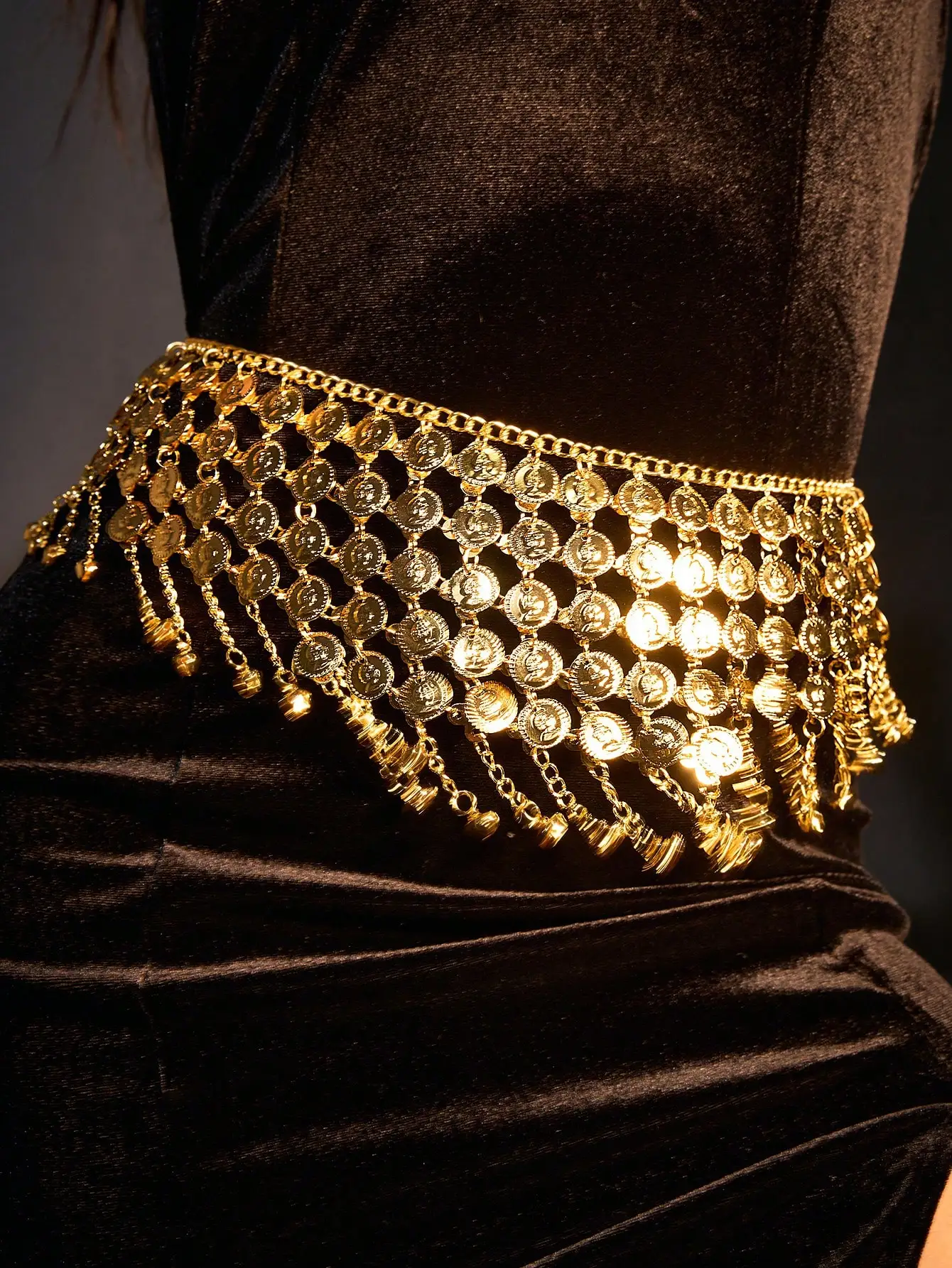 

Золотая цепочка на талию с кисточками для танцев живота, вечеринок и фестивалей