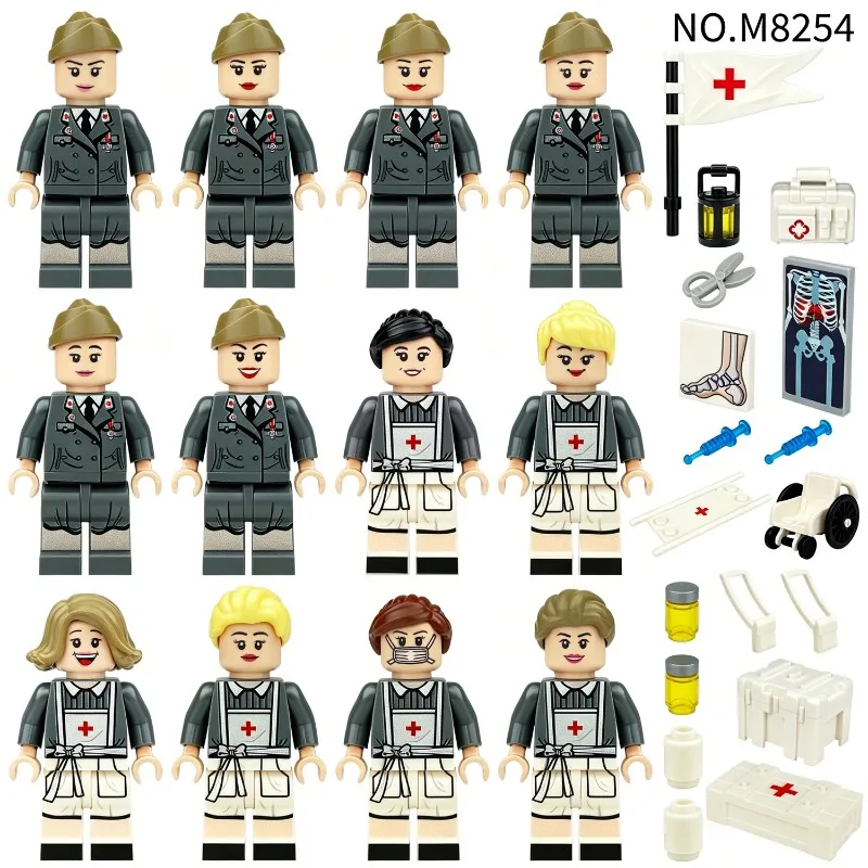 M8254 Building Block Type Frontline Medical Corps Miniature German Soldiers Assemble Small Particle Building Block Toy