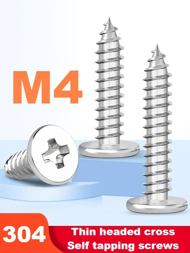 

M4 304 stainless steel Cross flat head Self-tapping screw CA flat head self-tapping screws Length8/10/12/16/18/20/25/30/35/40mm