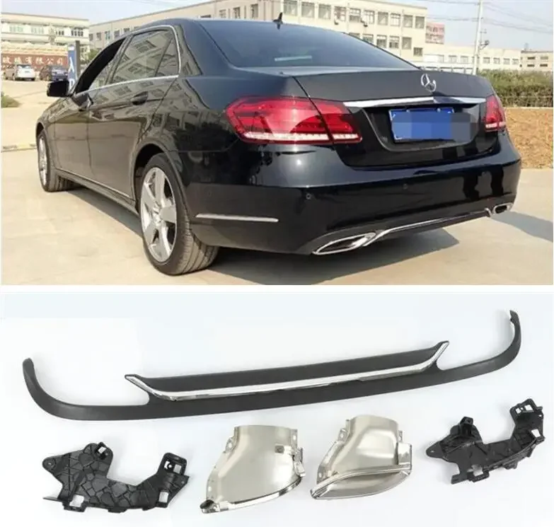 

PP Rear Bumper Lip Spoiler Trunk Diffuser Cover & Exhaust Tips For Mercedes Benz W212 E260 E300 E63 2014-2017