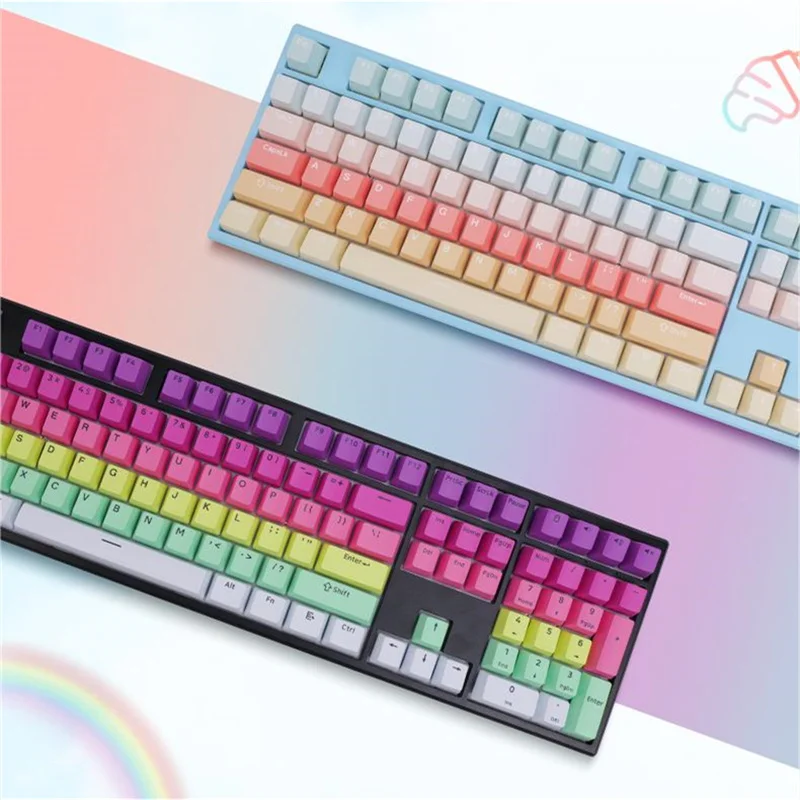 Akko Monsgeek قوس قزح/الآيس كريم Keycap مجموعة 132-مفتاح OEM الشخصي الكامل كيكابس PBT مزدوجة النار مفتاح قبعات ل MX مخصص الميكانيكية K