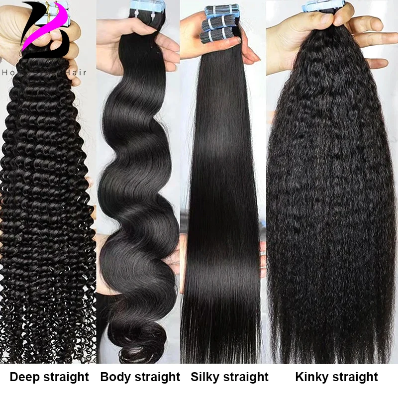 

Tape in Human Hair Extension Black Curly Wave Brazilian Hair Skin Weft Tape in Curly Human Hair Kinky Straight Remi Human Hair