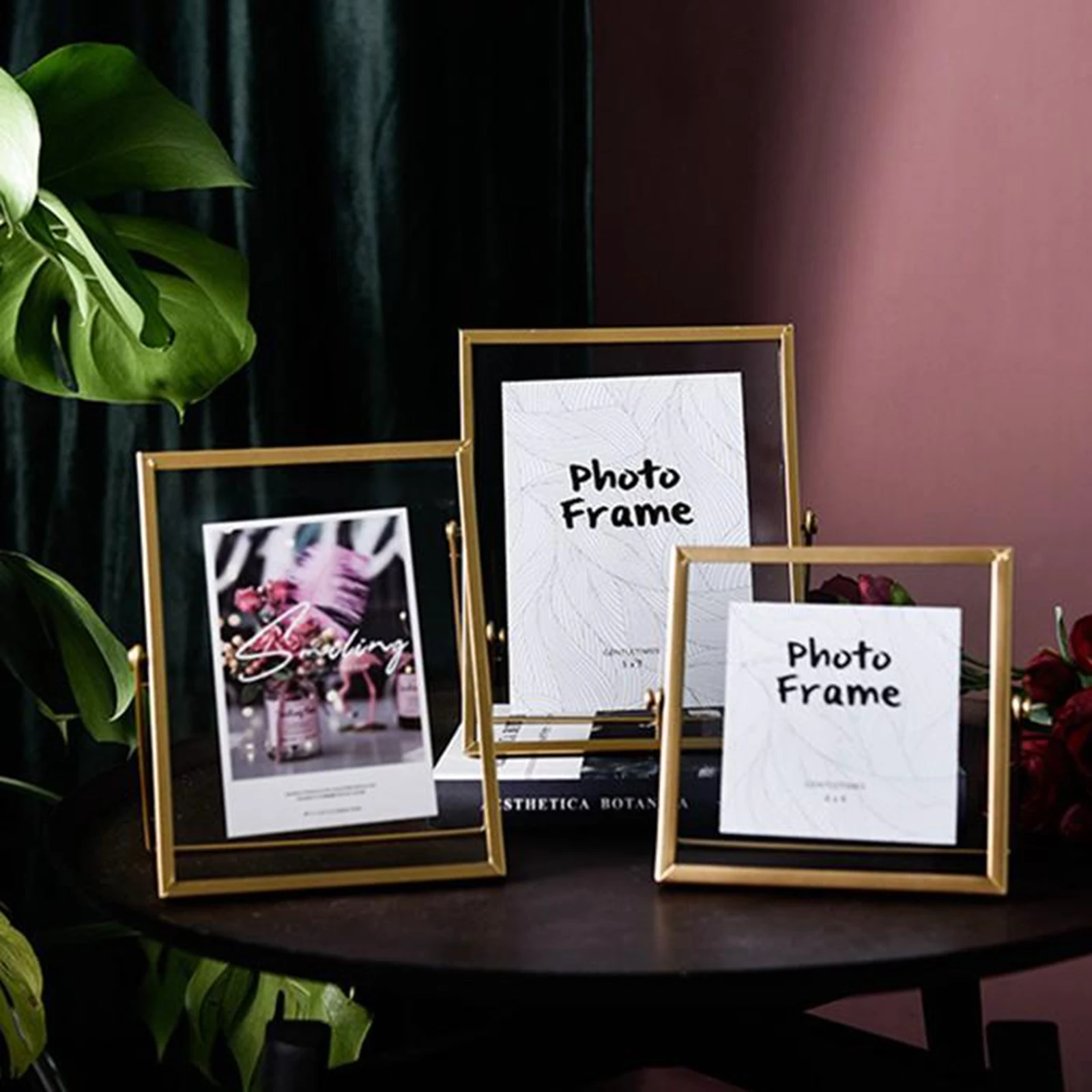 4/6/7 Inch Metal Photo Frame Glass Floating Photo Frames Picture Frame Display Home Office Decoration