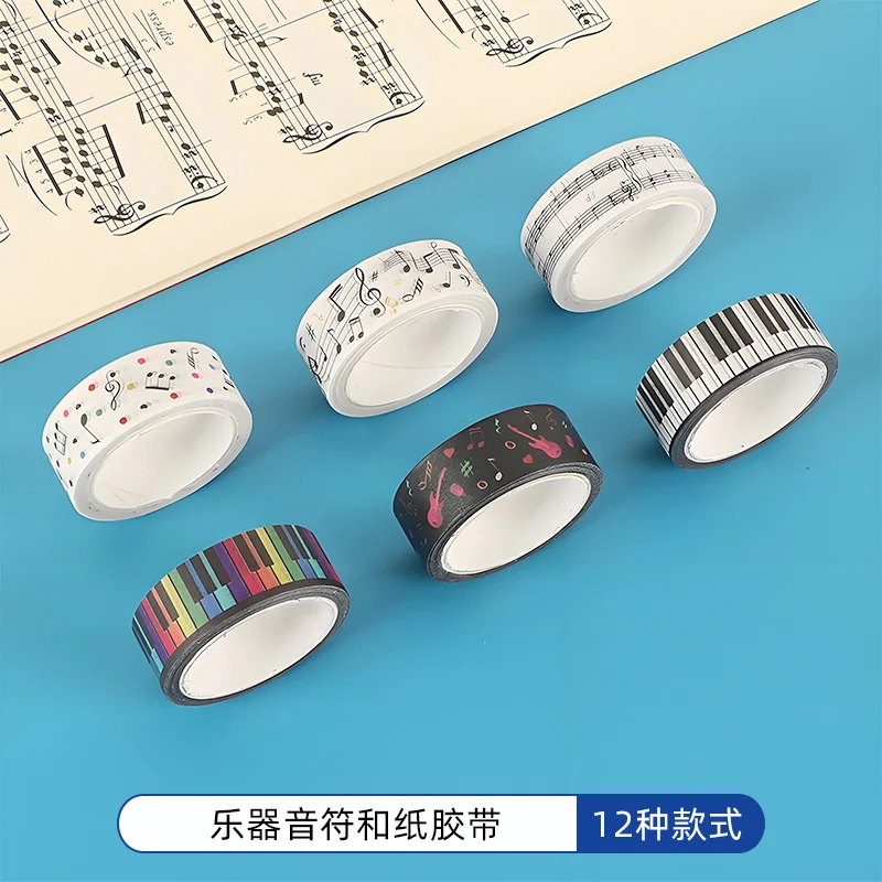 

Custom Piano Washi Tape Colorful Musical Notes Sheet Music Tear-off Adhesive Tape Instrument Decoration Stickers Music Stationer