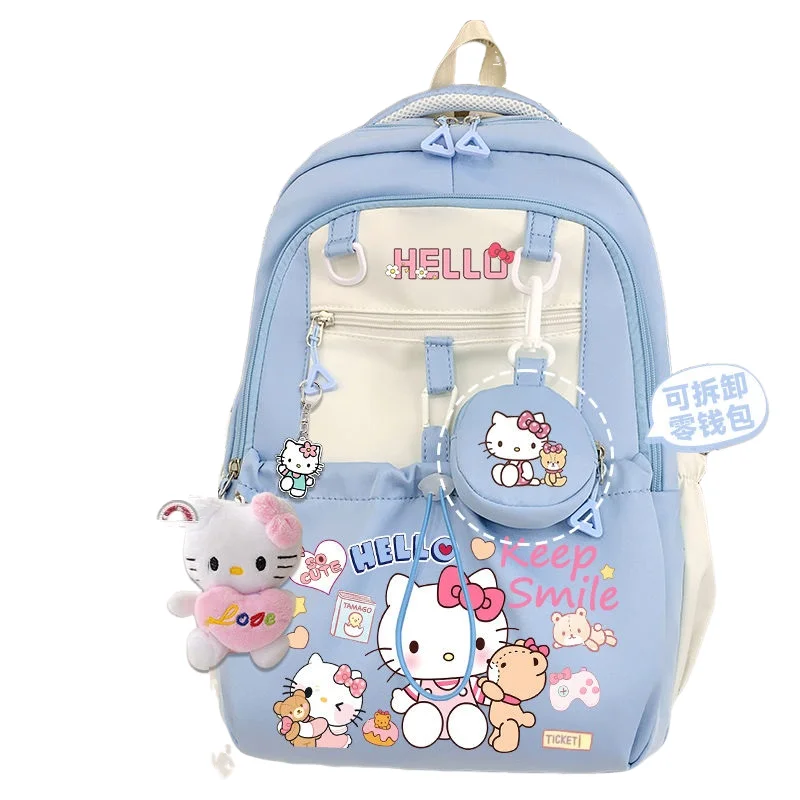 

28 шт., милый школьный рюкзак Sanrio Hello Kitty, большой вместительный рюкзак, школьный рюкзак для девочек, японский универсальный студенческий рюкзак на день рождения