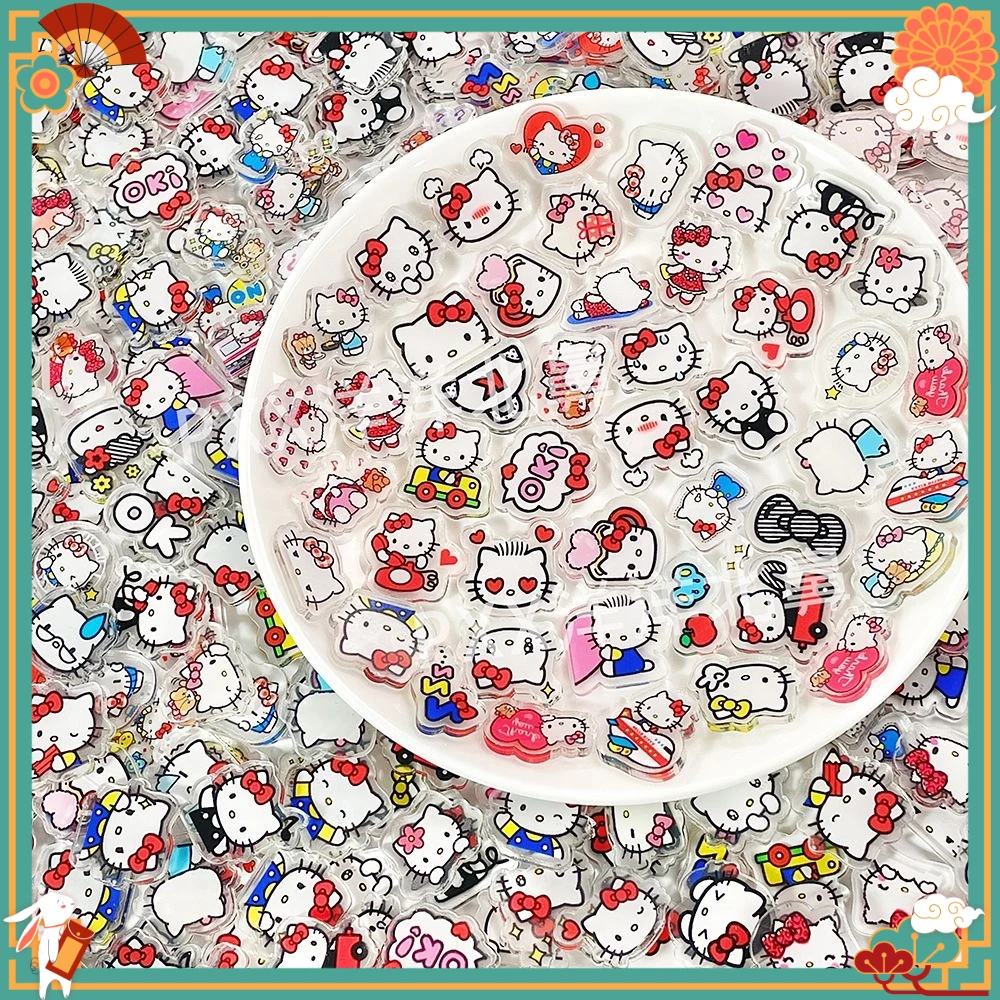 2cm 미니 헬로키티 아크릴 보드 DIY 냉장고 자석, 휴대폰 케이스 재료, 애니메이션 만화 선물 및 장난감 100개 썸네일 3