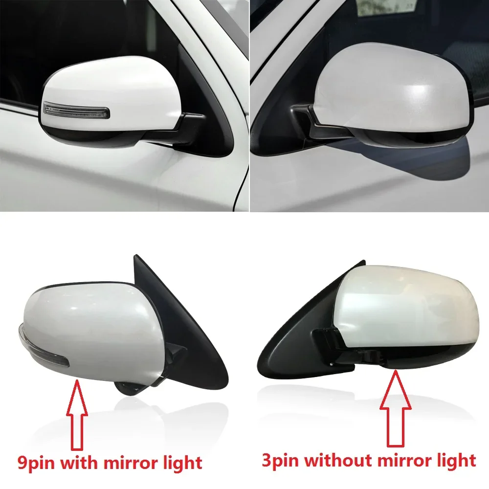 CAPQX 3/9Pin dla Mitsubishi Outlander 2013-2018 zewnętrzny reflektor lusterka wstecznego zespół lusterka wstecznego (kolor czarny) — zdjęcie 3