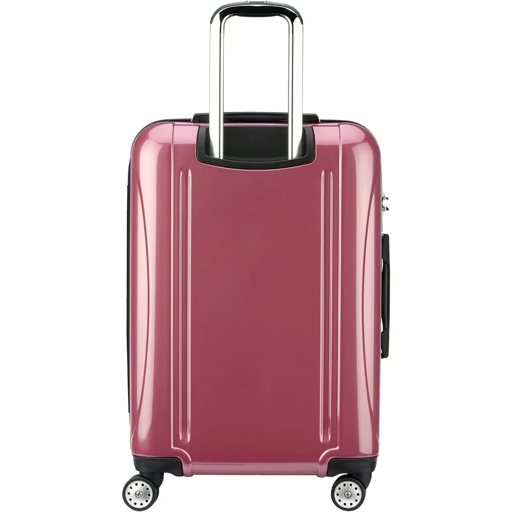 Medium 24 Inch Expandable Luggage with Spinner Wheels in Peony Pink, Hardside Helium Aero Design
