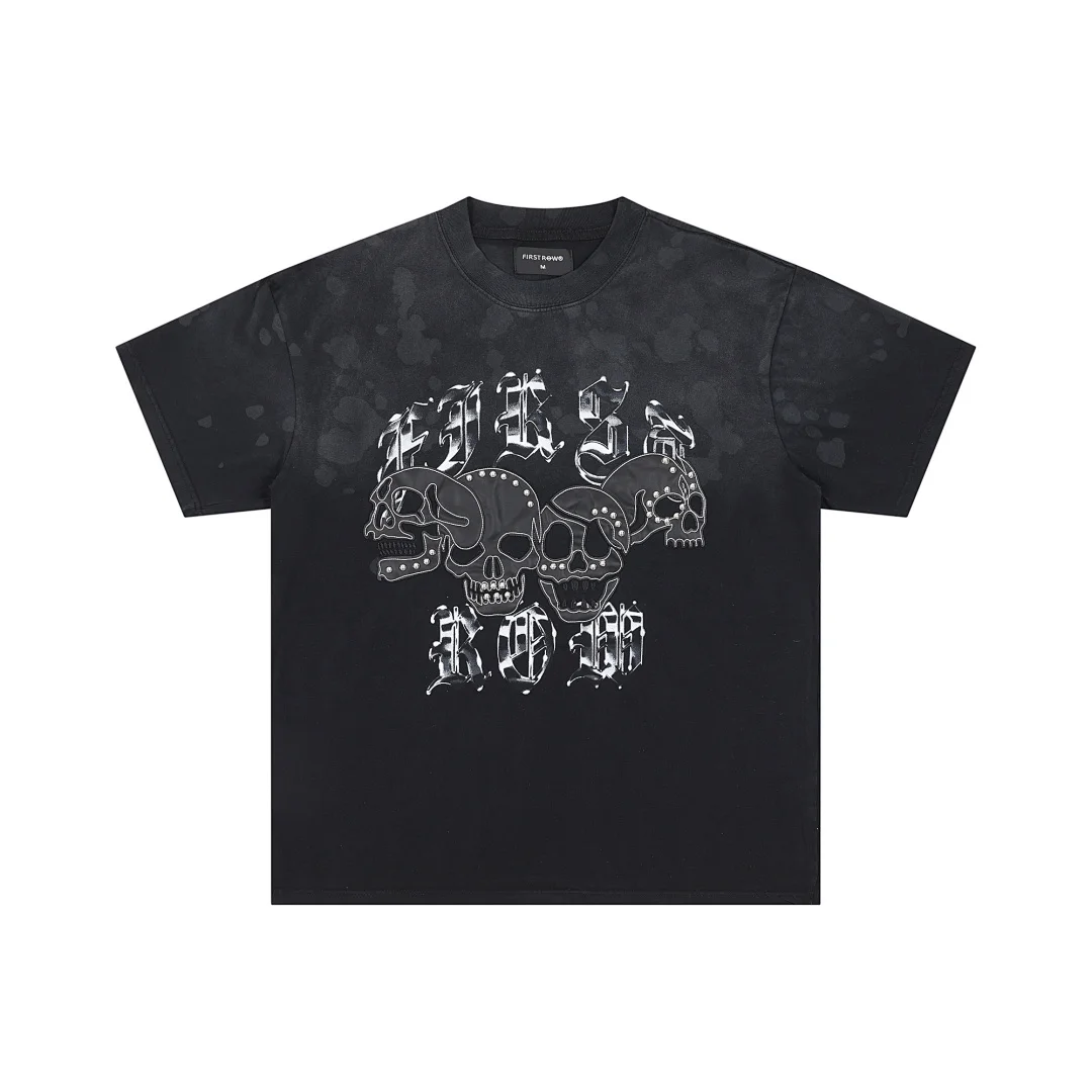 2026 Top Quality FIRST ROW WAKE UP BE FIERCE APPLIQUE  Skull Women Men T shirts tees Punky Hiphop Men Casual Cotton T shirt