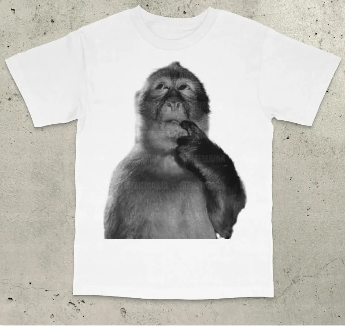 Funny Monkey Silly Dank Meme Printed T‑Shirt 90s Vintage Bootleg Odd‑Core Character Casual Soft Touch Short Sleeve Unisex Tees