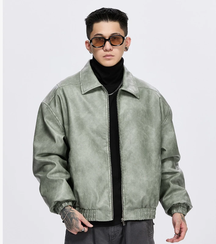 

Men's Wear | 2024 American Retro Collar Leather Jacket Men's Autumn and Winter New Loose Casual Coat