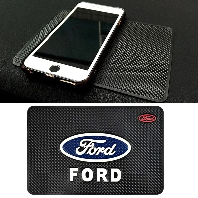 For Ford Logo Focus Mustang Mondeo Kuga Fiesta Escort Explorer Edge Anti-Slip Mat Auto Silicone Interior Dashboard Pads 20*13cm