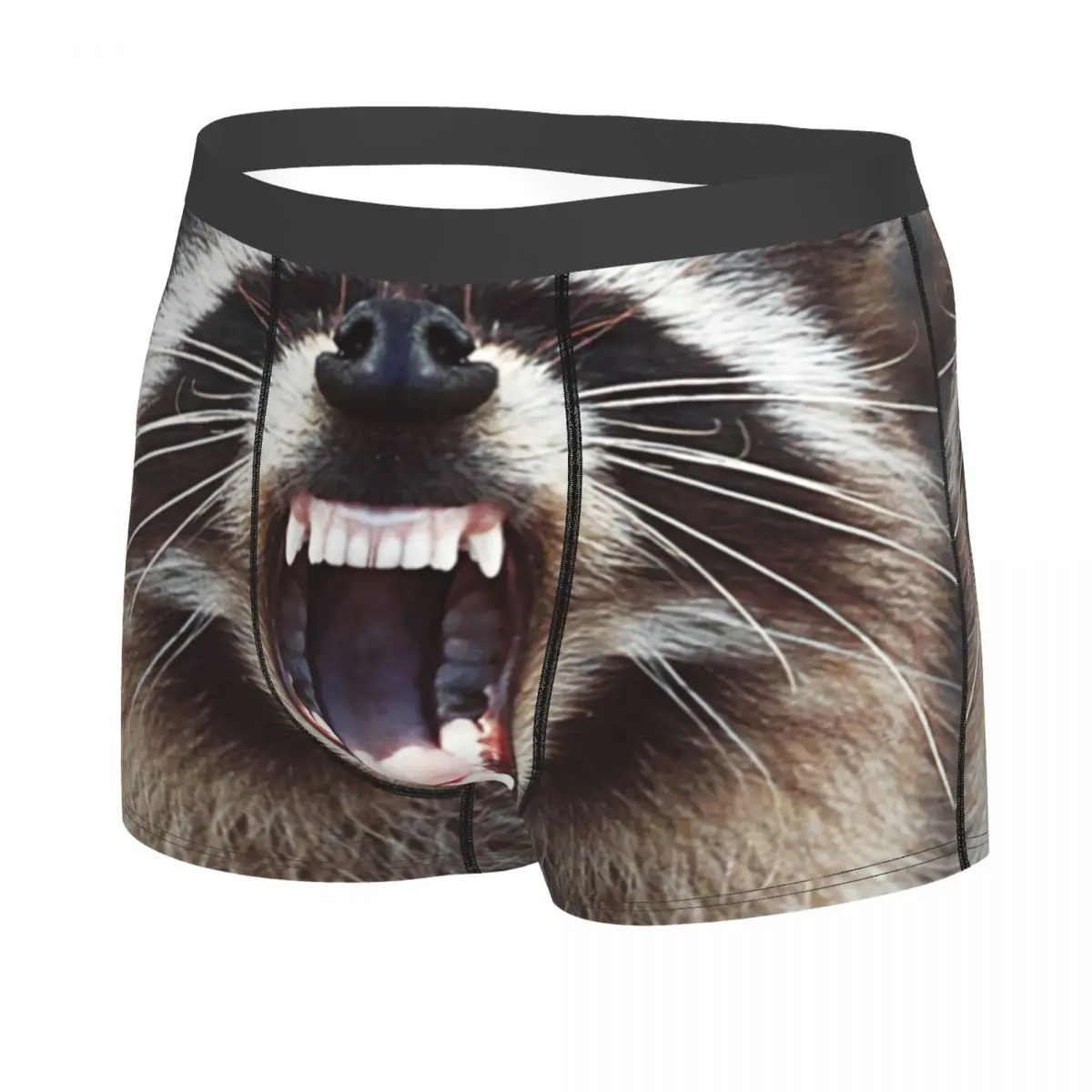 Custom Male Fashion Raccoon Snarling Men Underwear Trash Panda Racoon Boxer Briefs Stretch Shorts Panties Underpants