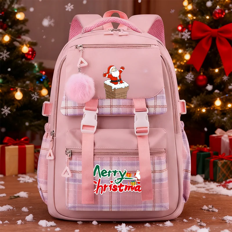 

Рождественский тематический клетчатый рюкзак, легкая сумка для позвоночника большой емкости, студенческая спортивная дорожная сумка для занятий спортом на открытом воздухе
