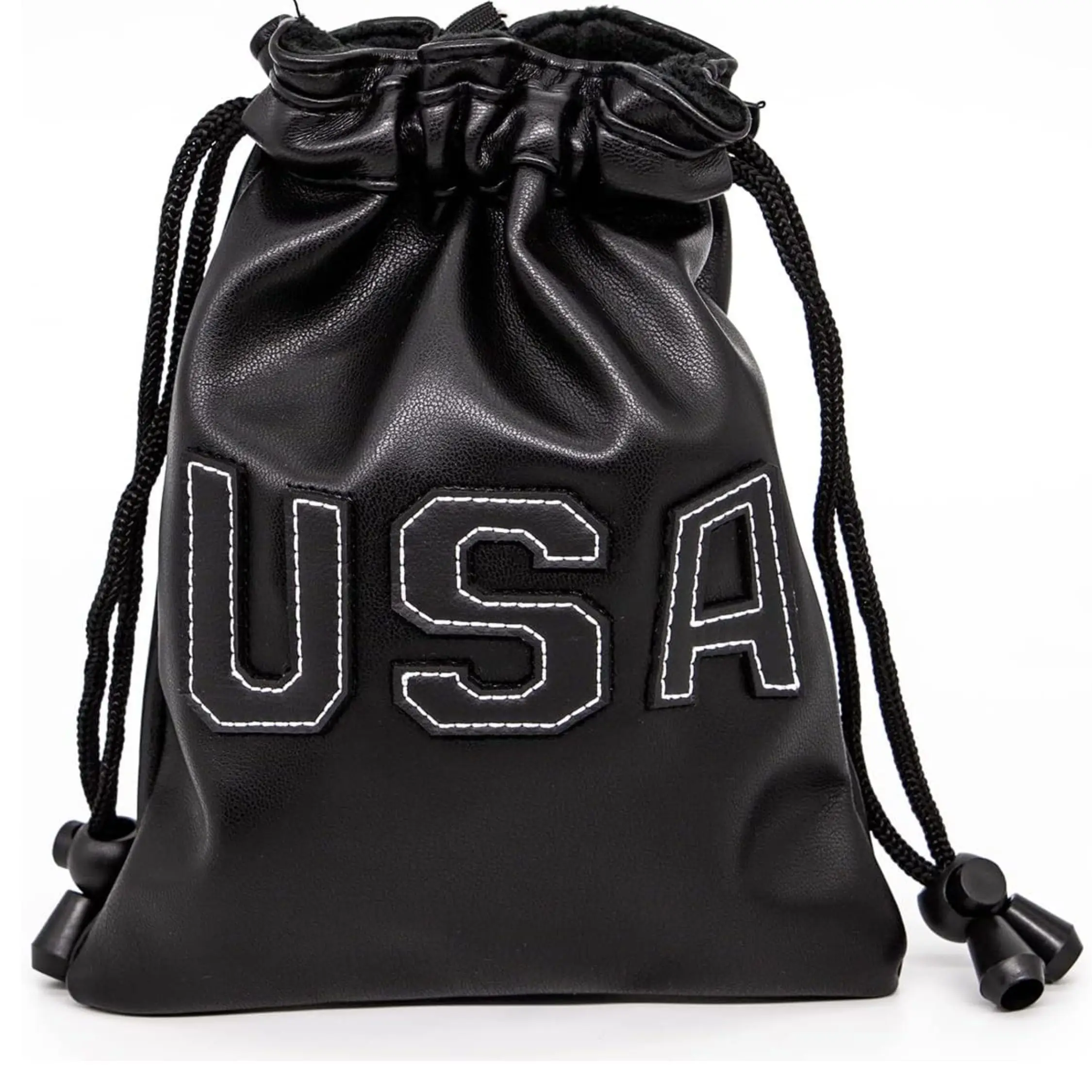 

USA Design PU Leather Golf Tee Pouch with Drawstring Closure Golf Ball Handbag Portable Ball Pouch, Accessories for Men Golfers