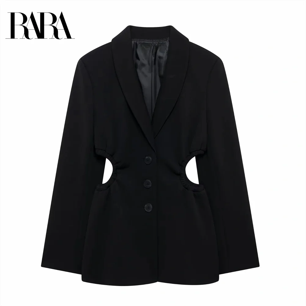 

2024 RARA Autumn/Winter New Product Women's Open Waist Design, Flip Collar Long Sleeve Casual Suit Coat