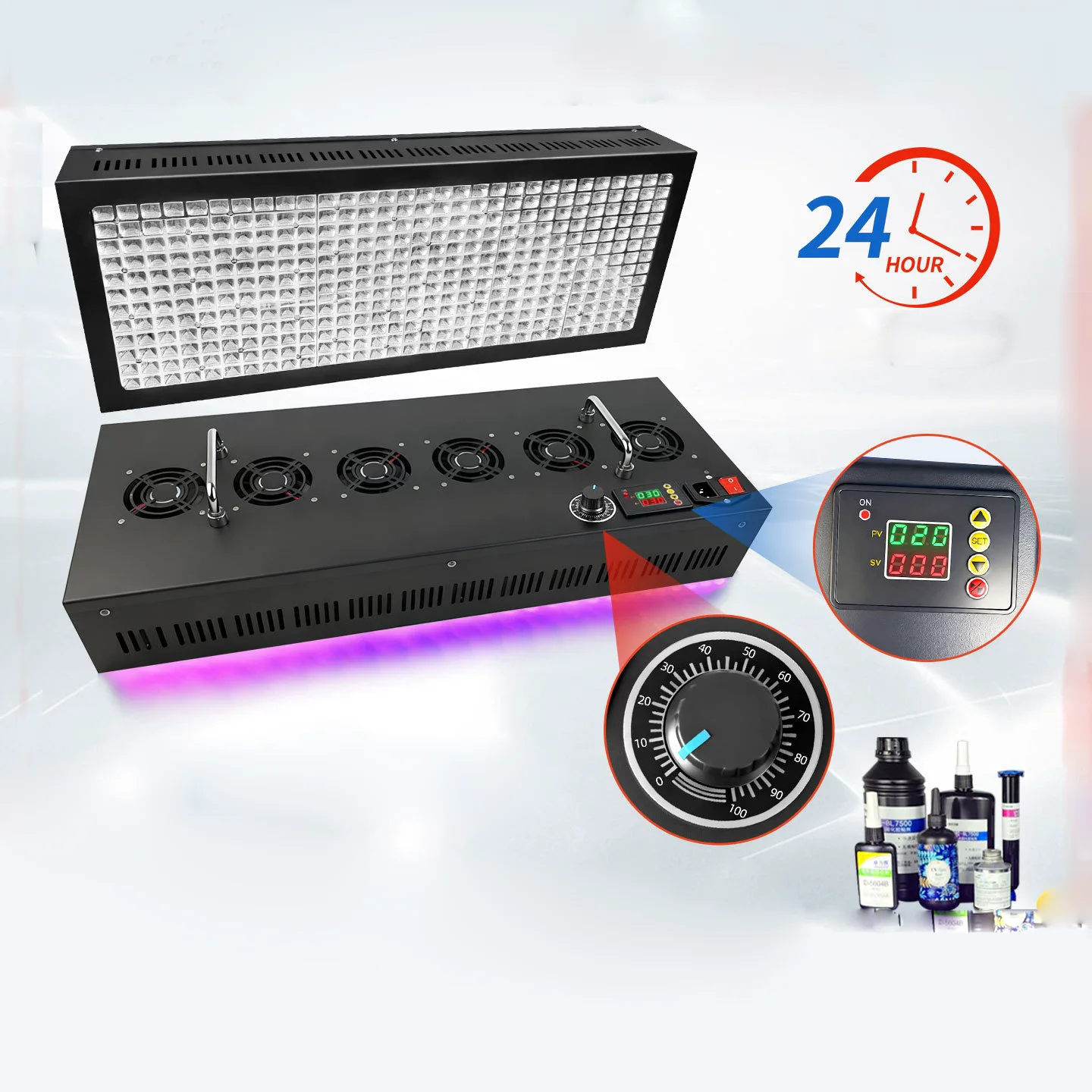 

Затемнение времени Быстросохнущая УФ-ультрафиолетовая лампа для отверждения 365 нм 395 нм 405 нм Клей Смола Зеленое масло Плата печатной платы Покрытие ЖК-экрана Краска