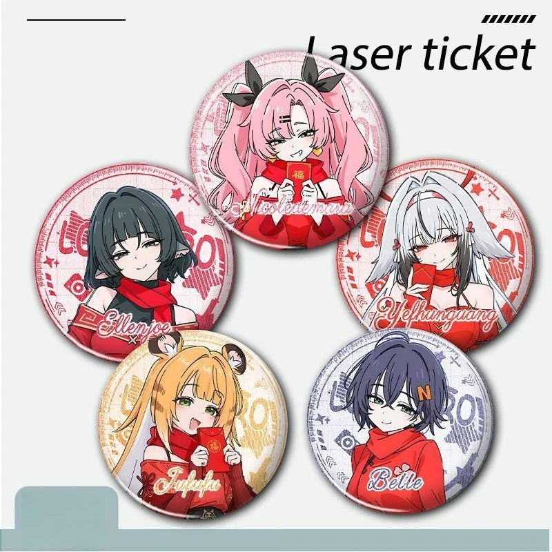 Zenless Zone Zero ZZZ New Year Character Tinplate Badge Anime Round Brooch Pin Ellen Joe Ye Shunguang Nicole Collectible Lapel