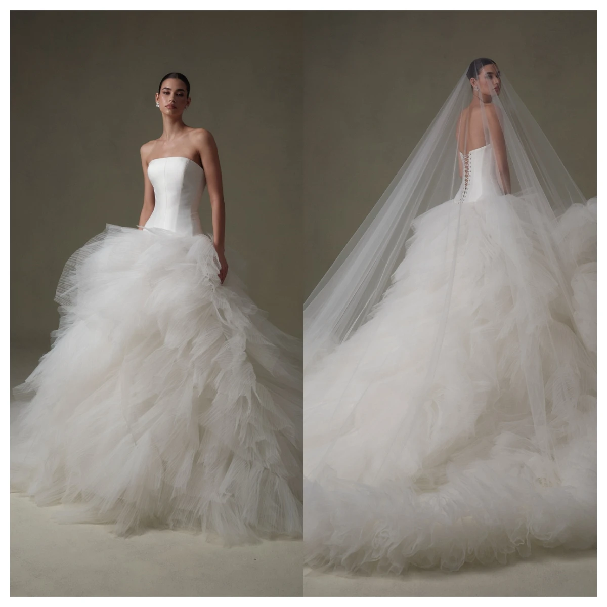 맞춤형 럭셔리 화이트 Organza 이브닝 드레스 Strapless 민소매 Vestido De Novia 레이스 업 맞춤형 행사 가운