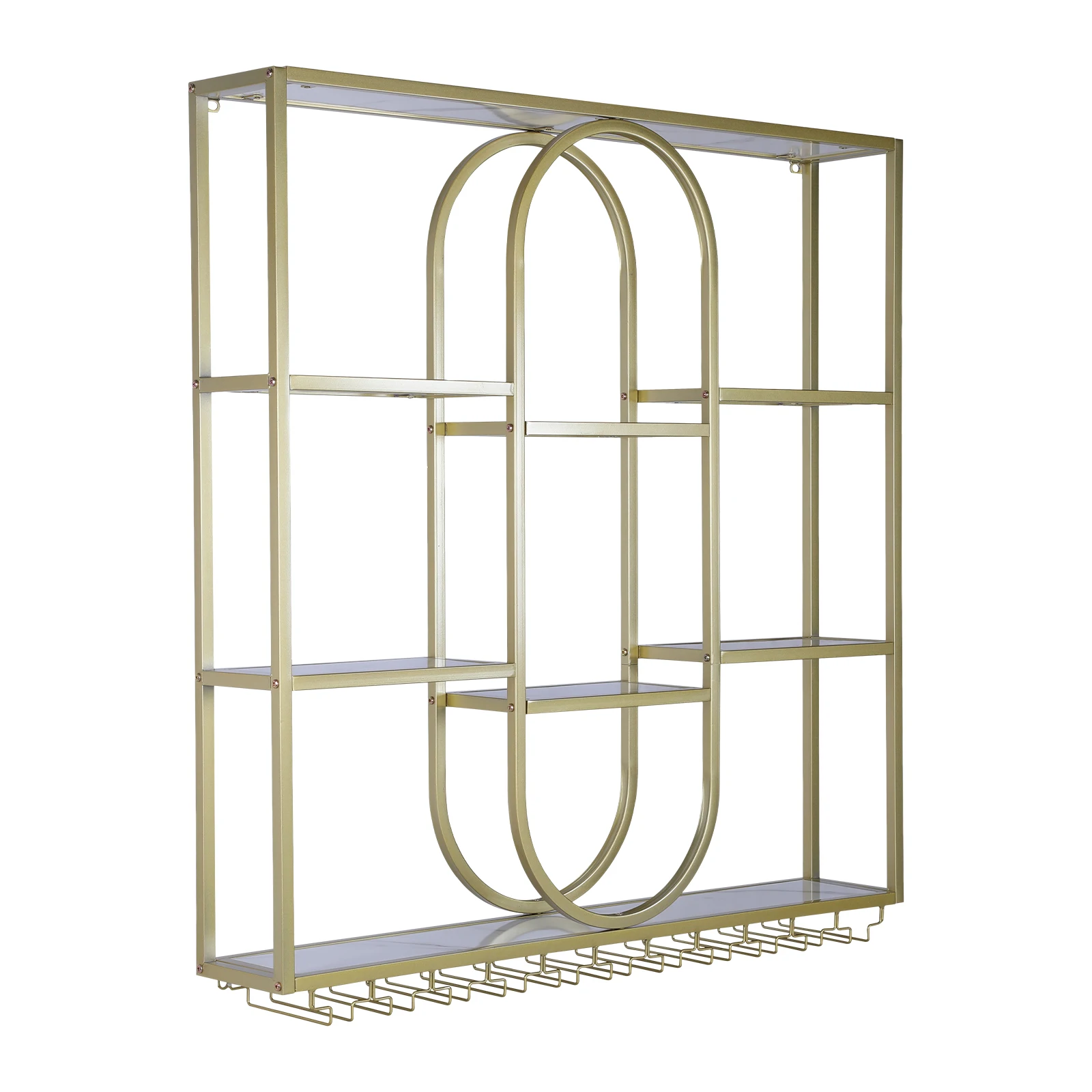 

47in 3 Tier Bar Liquor Bottle Display Shelf with Glass Holder Liquor Bottles Floating Shelves for Home Bar Kitchen Dining Room