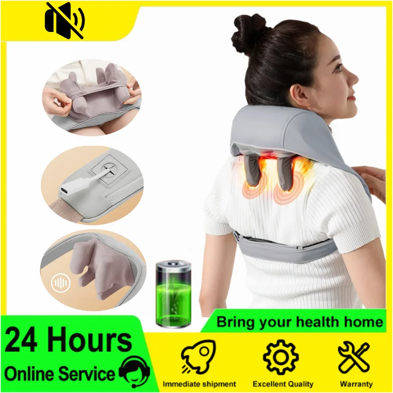 

2023 Wireless Health Gifts Neck Massager Kneading Cervical Spine Massage Shawl Trapezius Muscle Home Hot Compress Rechargeable